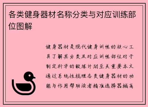 各类健身器材名称分类与对应训练部位图解