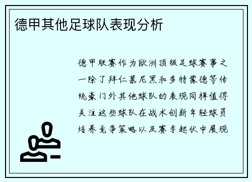 德甲其他足球队表现分析